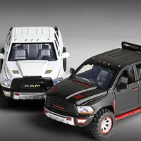 Diecast 1/32 Scale Dodge Ram TRX Pickup Car Model Sound Light Pullback Collective Voiture Home Decor Boy Car Gift Birthday 1