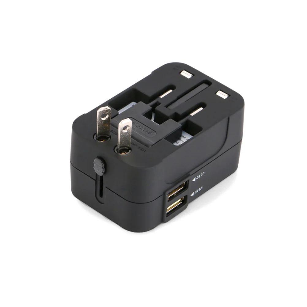 

Универсальный адаптер для путешествий по всему миру, универсальный преобразователь питания, адаптер питания переменного тока, настенный адаптер с двумя USB-портами