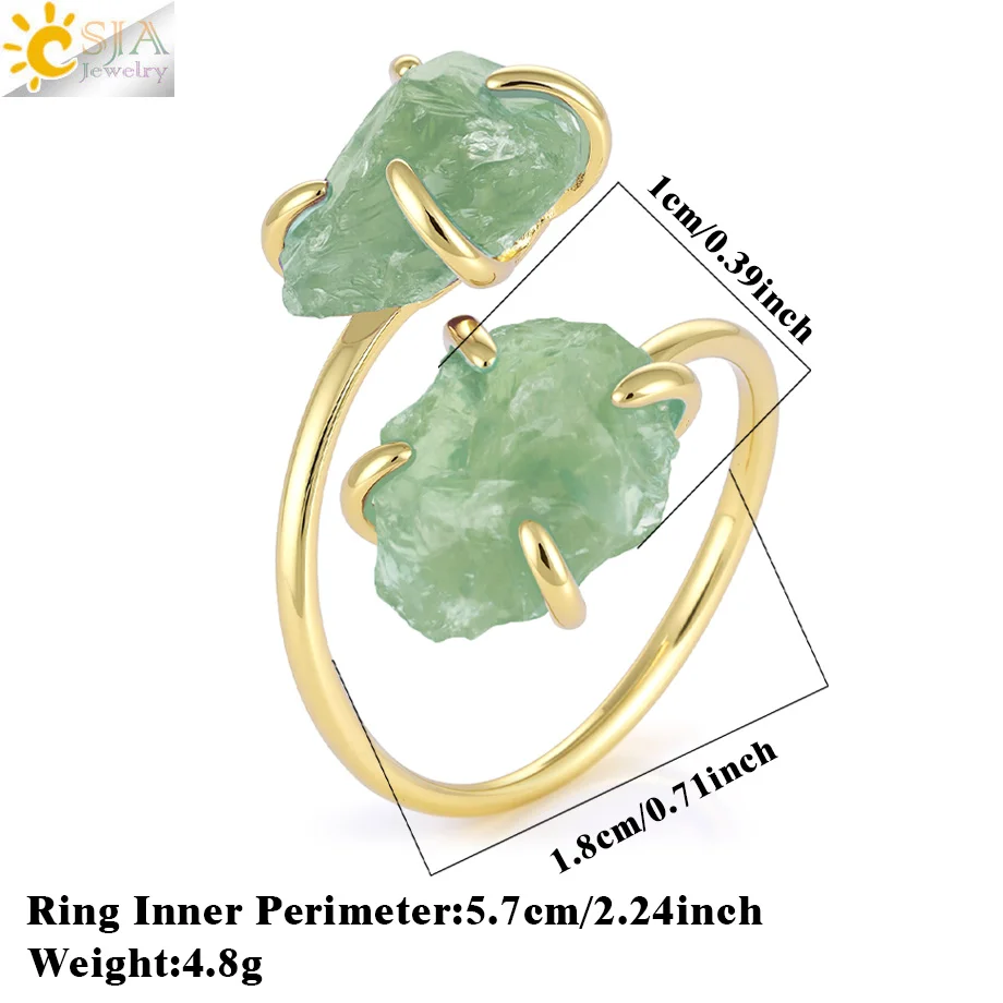 CSJA Irregular Crystal Open Ring Healing Natural Amethysts Citrine Double Gems Stone Claw Finger Rings Jewelry Accessories H584 5
