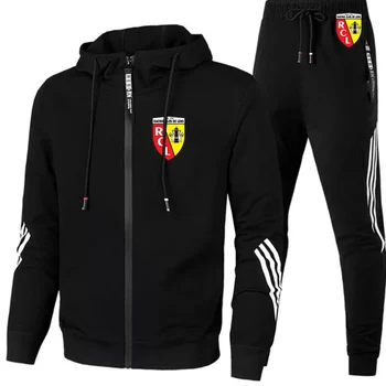 Ensemble décontracté imprimé Euro Club Rc Lens pour hommes, survêtements Sportedly, sweats à capuche et pantalons, Hip Hop Street Aadt, printemps, automne, nouveau, 2 pièces