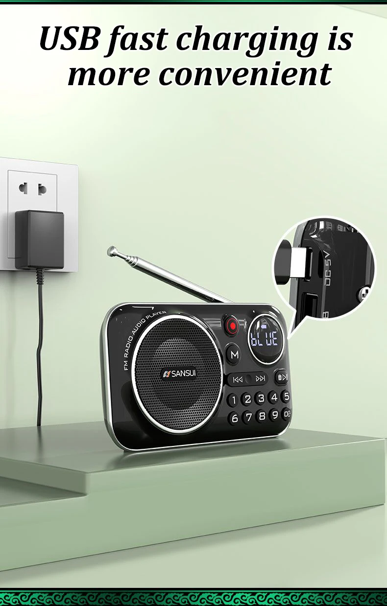 Portable Walkman FM Outdoor Radio For The Elderly Bluetooth 5.0 Speaker MP3 Music Player Supports Recording Headphones_voghion.com