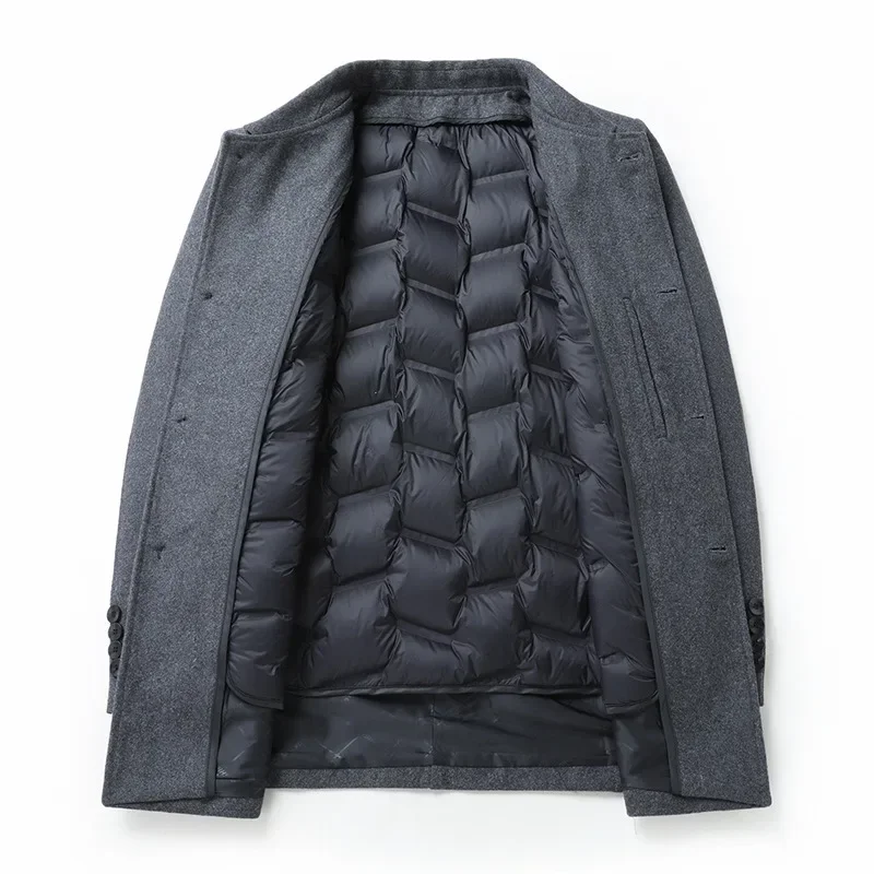 남성용 다운 안감 양면 모직 코트, 오버사이즈 싱글 브레스트 플러스 사이즈 L-5XL6XL7XL8XL, 겨울 패션 신상