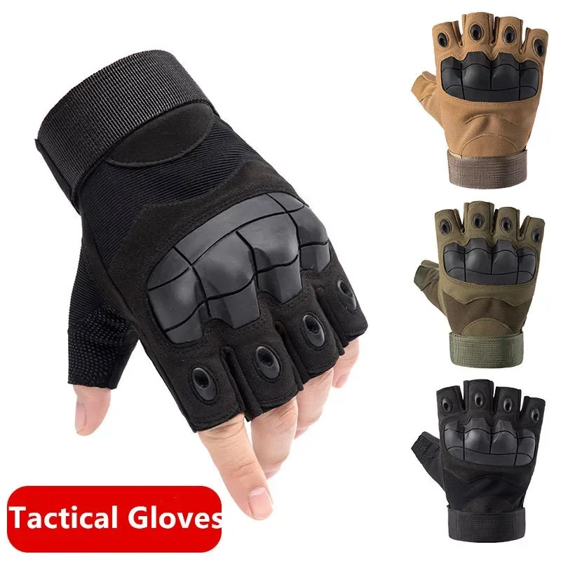 

Fingerless Men's Military Tactical Gloves Hard Knuckle Outdoor Shooting Combat Paintball Motorcycle Gloves Bike Cycling Gloves