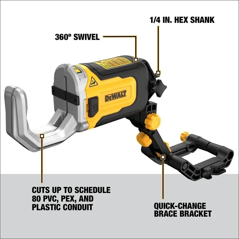Dewalt 임팩트 커넥트 구리 파이프 커터 부착 PVC/PEX 컷, 18V/20V 임팩트 드라이버 전동 공구 액세서리, DWAPVCIR