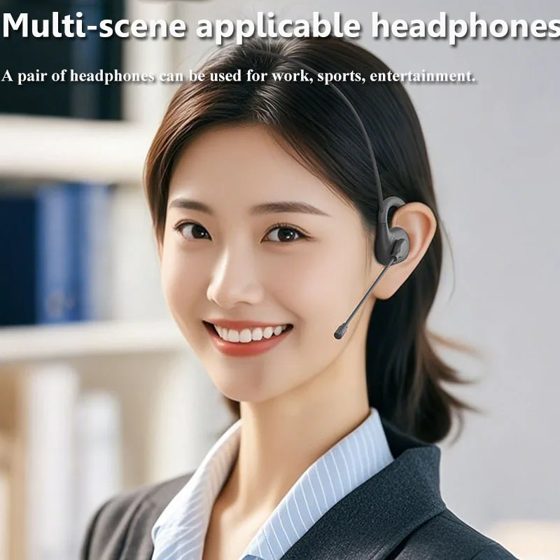 Wired Air Conduction Headphones 3.5mm Type-C USB Open Ear Stereo Music Headset with HD Microphone for Sports/Game Comfortable