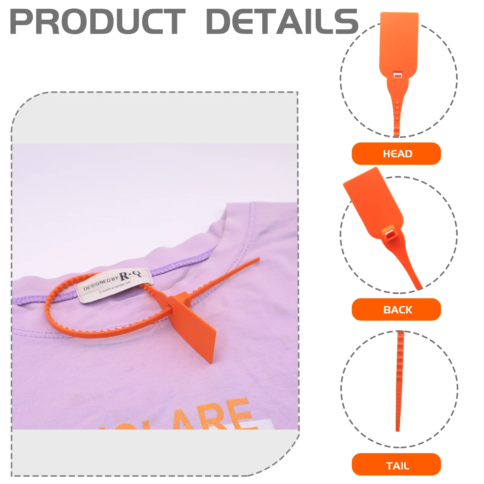 Ancolok 100Pcs Tag Zip Ties Off Labels Plastic Security Garment Clothes Shoe Brand Hang Label Tags Seals