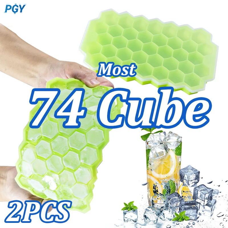 

74/37 Silicone Ice Cube Mold Large-capacity Ice Trays Box Reusable Ice Maker BPA Free Whiskey Food Grade Ice Maker with Lids