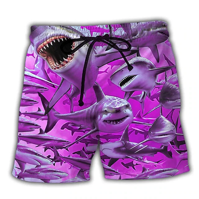New Men's Board Short Swim Shorts Swim Trunks Drawstring Shark Graphic Prints Quick Drying Casual Holiday Hawaiian Shorts 5