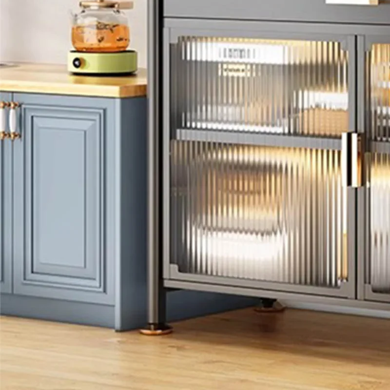 Modern Kitchen Cabinet Design Full Folding Corner Storage Multifunctional Microwave Shelf Small Glass Hinged Tilt Out Furniture