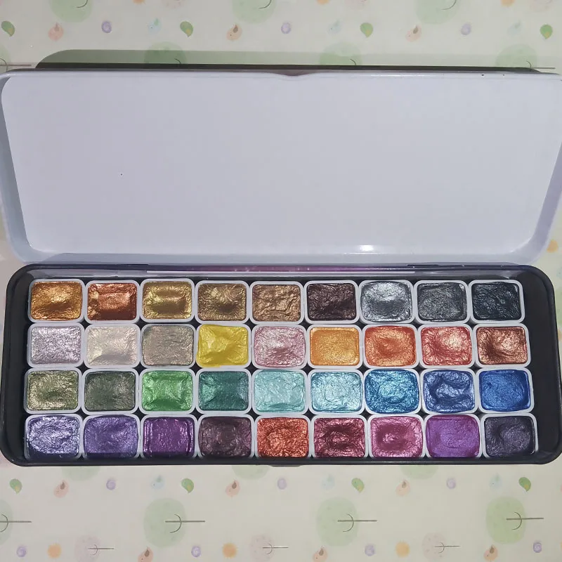 36Colors 1ml Pearlescent Watercolor Pigment with a free water brush pen