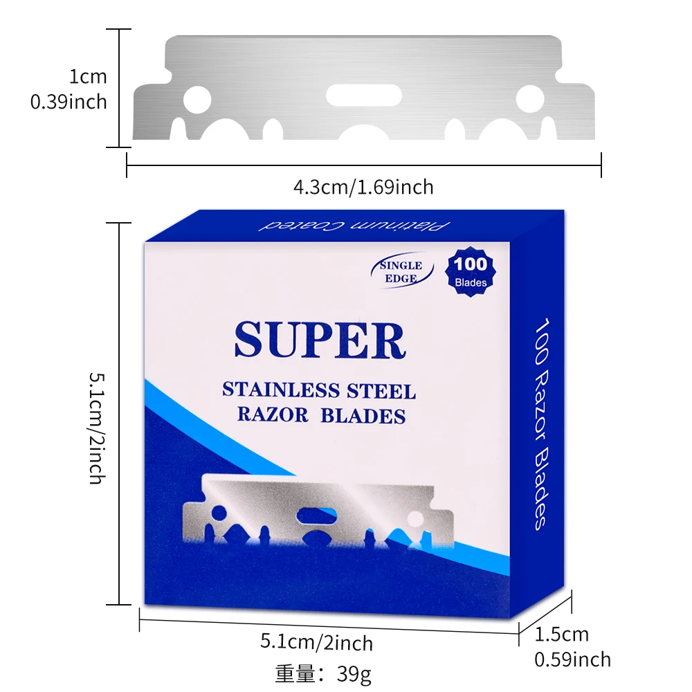 100pcs Razor Blades Stainless Steel Safety Razor Blades For Shaving Razor Replace Men Shaver Barber Blade Tool 6