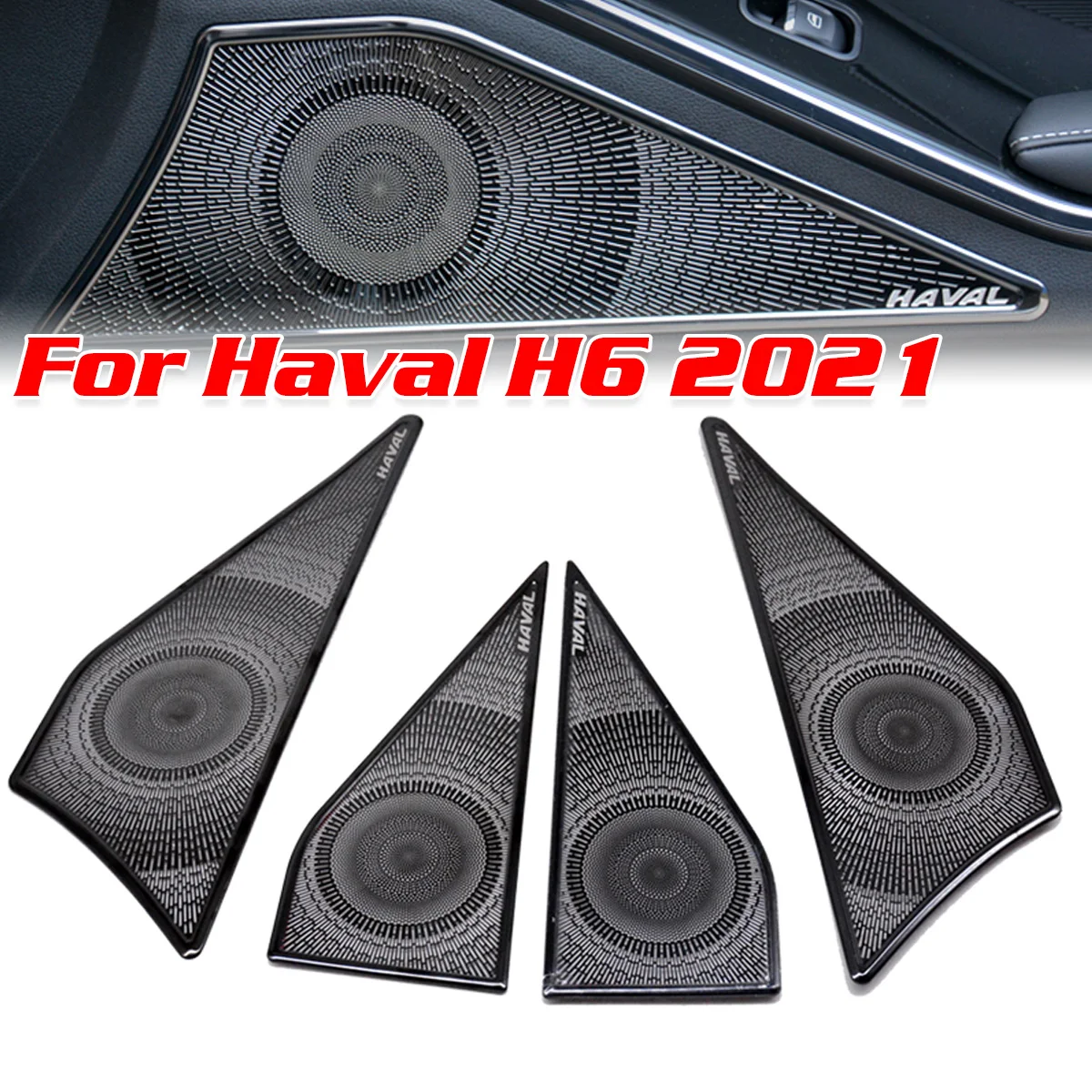 

Door Speaker Stainless Steel Cover Interior Handle Horn Front Column Sound Trim Styling Decoration For Haval H6 2021