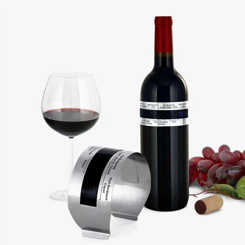 Wine Collar Thermometer Clever Wine Bottle Snap Thermometer LCD Display Clip Champagne Bracelet Bar Beverage Tool