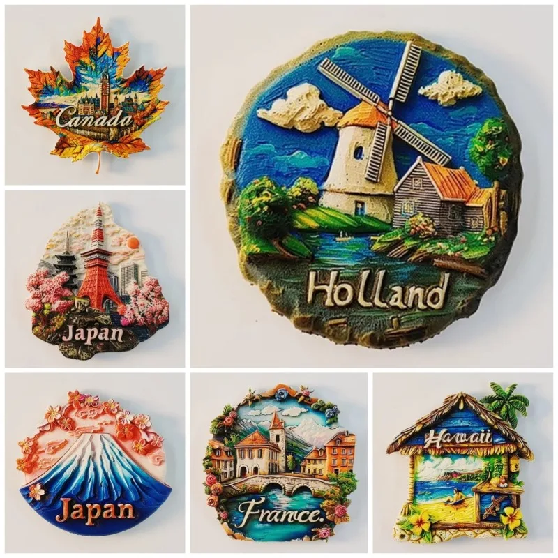 

Canada Souvenirs Netherlands Fridge Magnets Hongkong Yunnan Japan Hawaii Refrigerator Stickers Home Decor Wedding Gifts