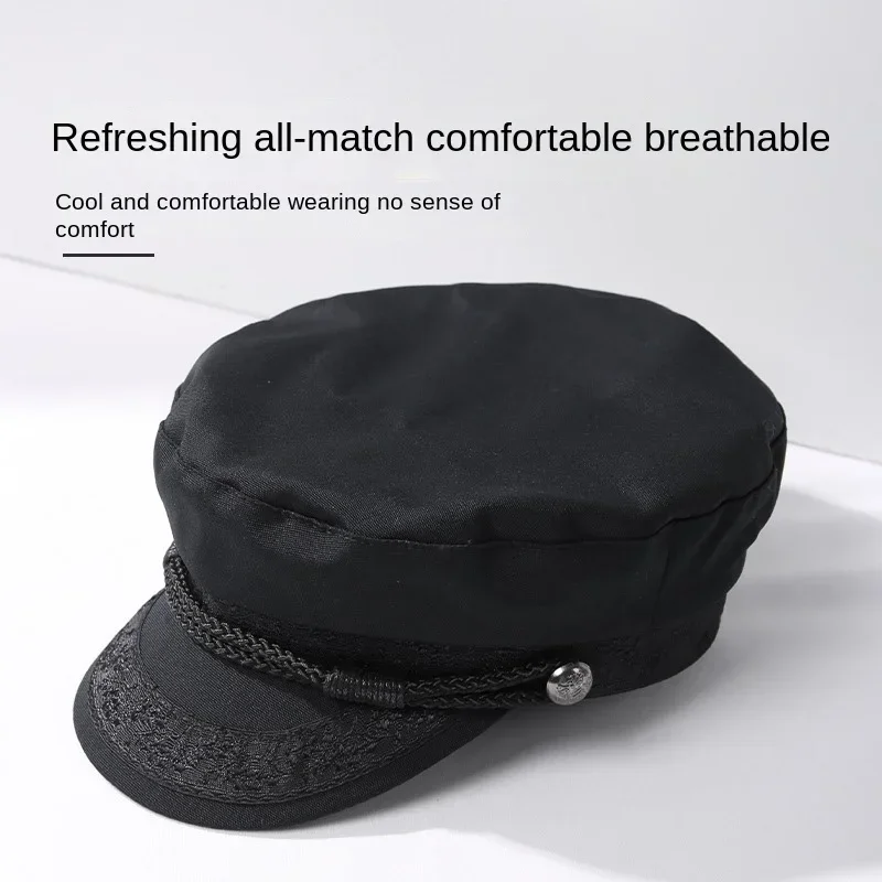 Big Size 62cm Navy Cap Men's Flat Top Sailor Hat Cotton Spring