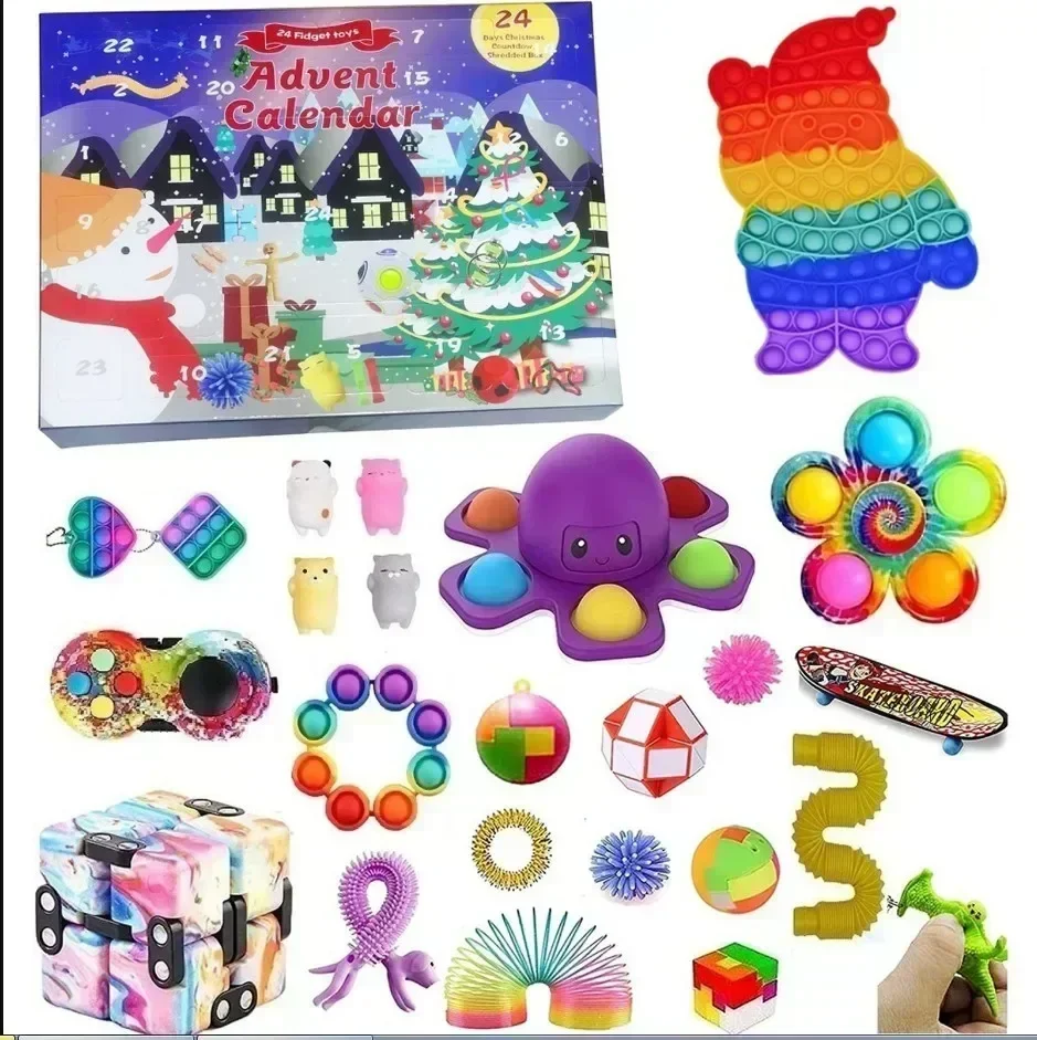 Calendario de Adviento Calendario de Adviento de Navidad para niños niñas niños regalo Set para fiesta de Navidad Calendario de cuenta regresiva de 24 días calendario de adviento