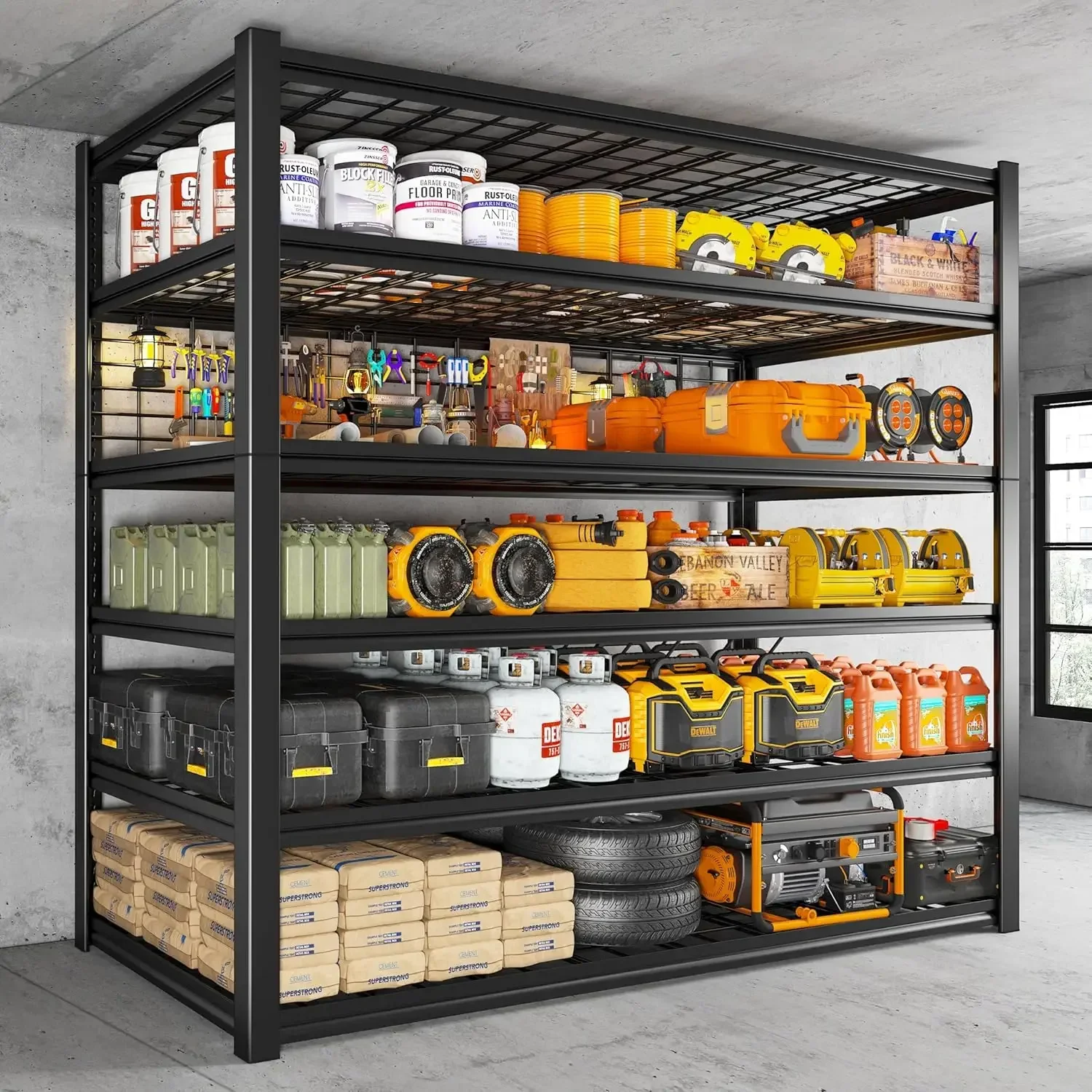 84" H Garage Shelving, 6-Tier Garage Storage Shelves Heavy Duty Shelving Loads 3500LBS, 48" W 3