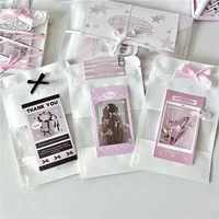 Korean Ins White Kraft Paper Card Storage Ziplock Bag Kpop Star 3-inch Sell Card DIY Packing Pocket Y2K Bow Wing Sealing Sticker 1