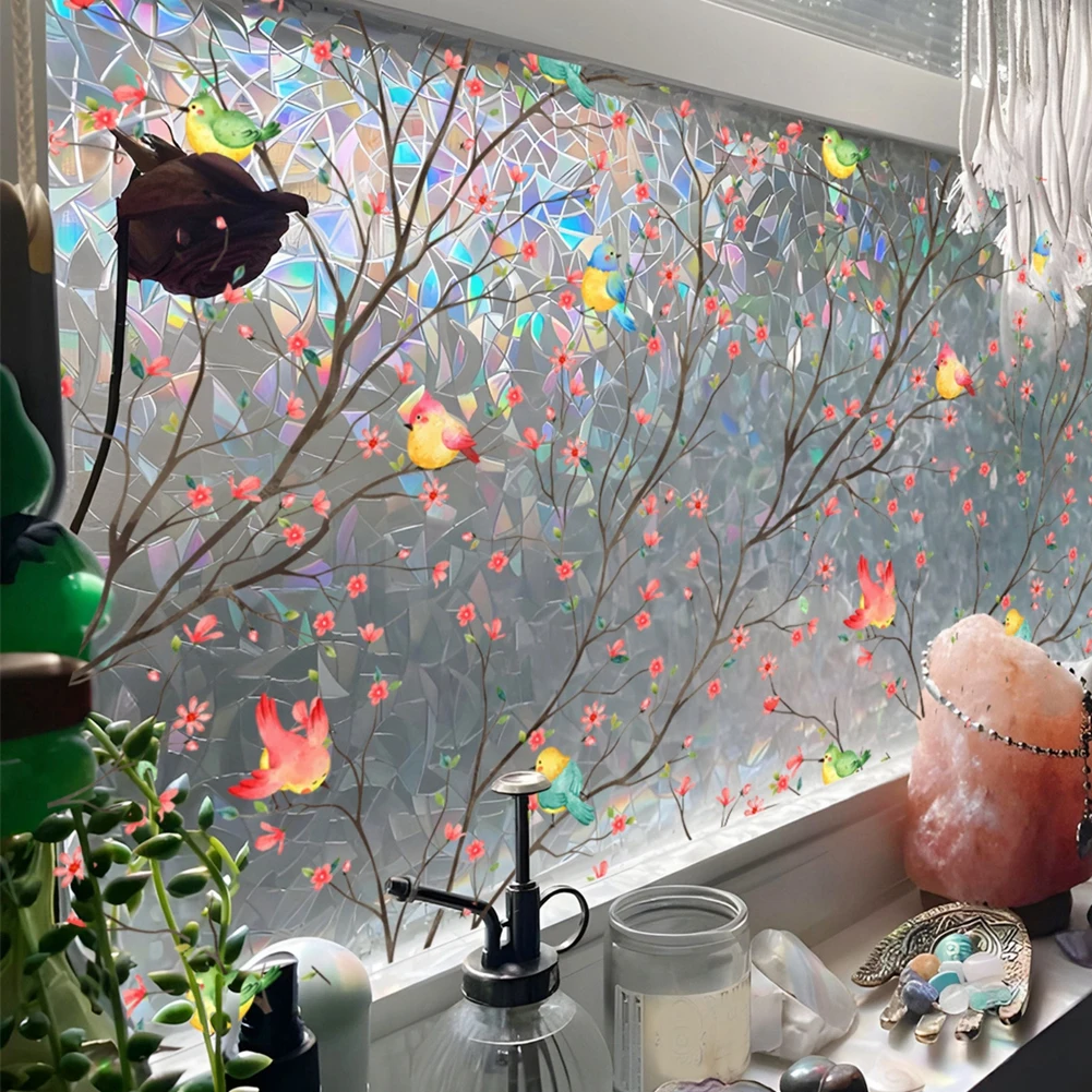 UV-resistant Glass Sticker Glue-free Static Decoration Privacy Window Stained Glass Rainbow Film Self-adhesive Film Decorative