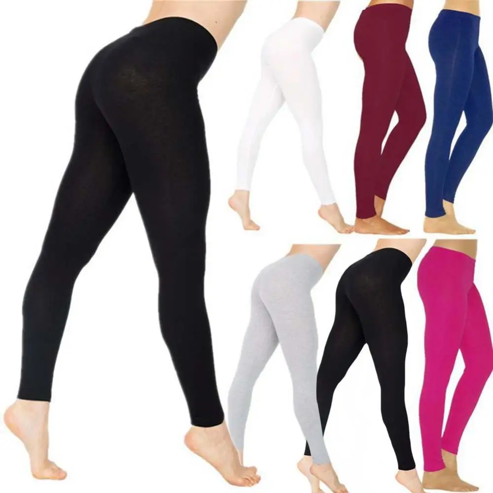

Women Skinny Jeggings Pants Solid Color Stretchy High Waist Slim Tights Leggings Seamless Tummy Control Pencil Pants Trousers