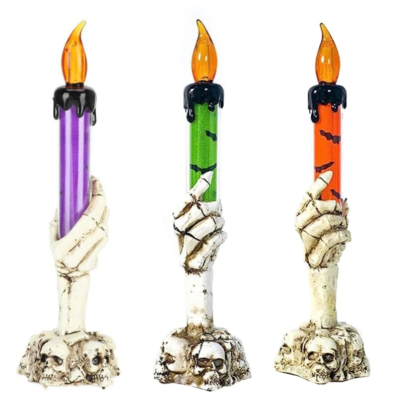 Skull Hand Light LED Candlestick Flameless Lamp Bar Decorative Lights pumpkin lantern ornaments lamp halloween lights bar ktv decoration props horror ghost headlight plastic candlestick skull lamp