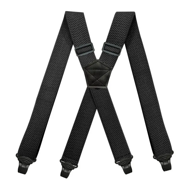 High Elastic Adjustable Work Suspenders For 3.8cm Wide with 4 Plastic Gripper Clasps Solid Color Elastic Trouser Pants Braces