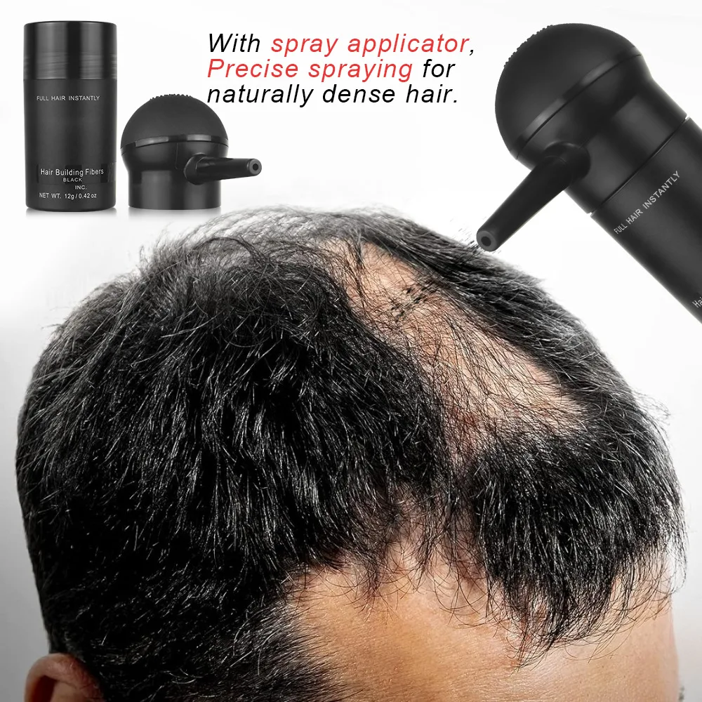 TOP -9 Colors,12g，Hair Building Fibers，Keratin Hair Fibers give theappearance of thick, full hair，Conceals hair loss
