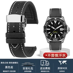 Versatile Waterproof Rubber Watch Strap - Men's Bracelet in Vibrant Colors for 21mm (Black White sk Fold)