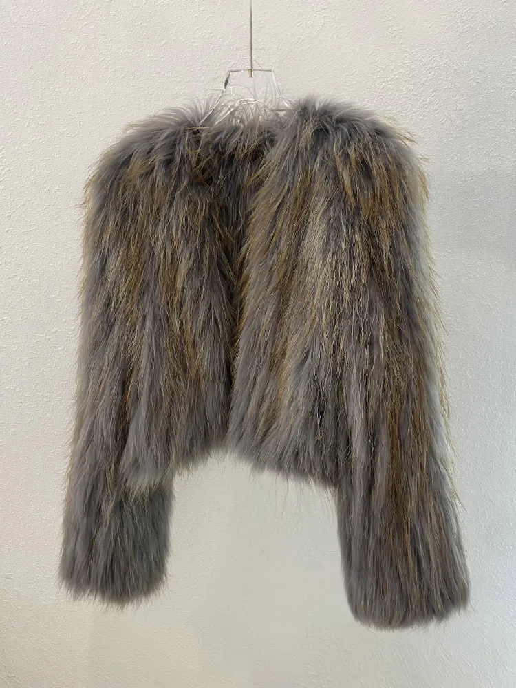 Korean Fashion Sweet Solid Color Long Sleeve Women's Real Fur Coat 2023 Winter Fur Double-Sided Woven Short Slim Fit Fur Coat