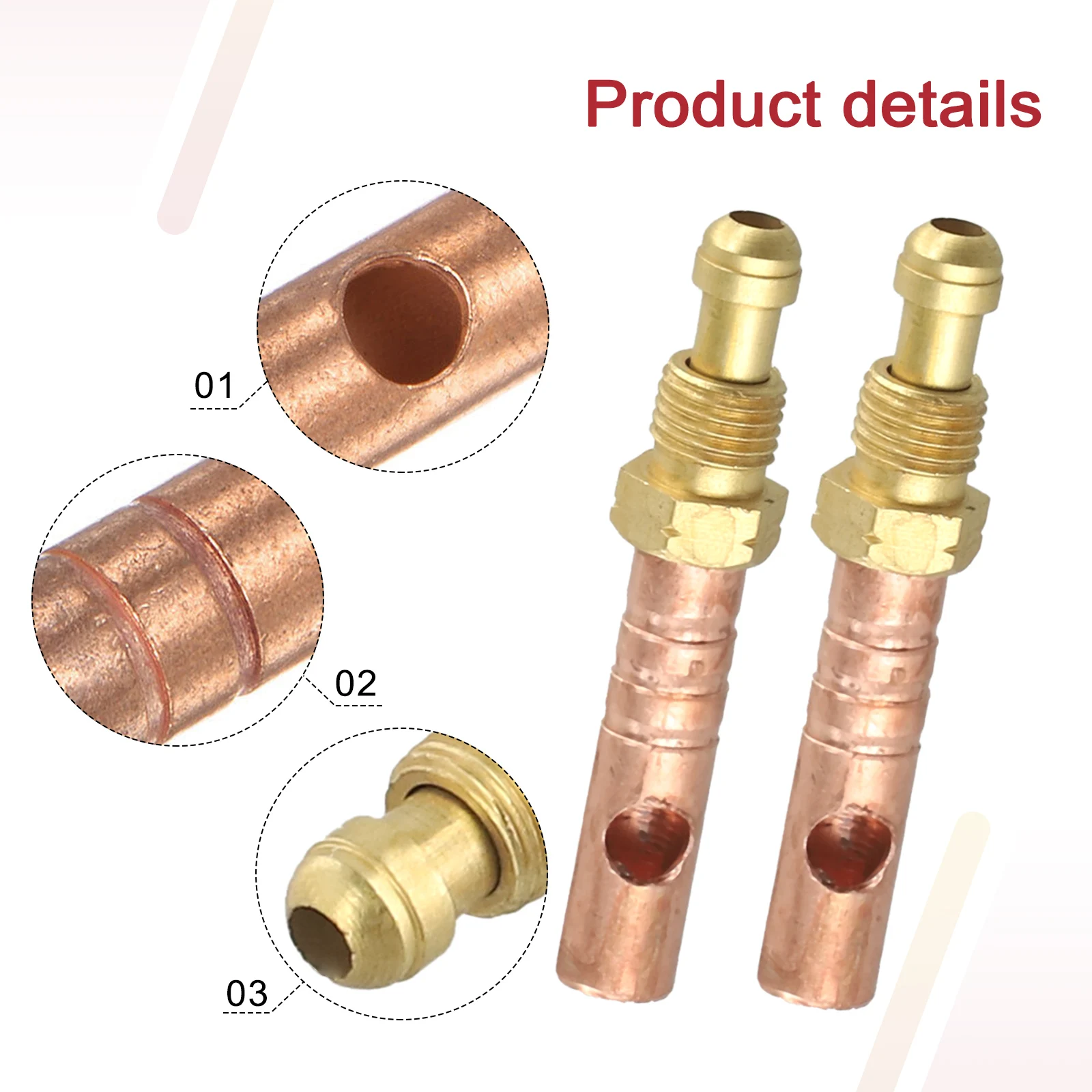 

Metalworking Head Adapter Welding Equipment 2pcs 3/8-24UNF Connector Adapter Copper For WP18 TIG TIG Welding Torch
