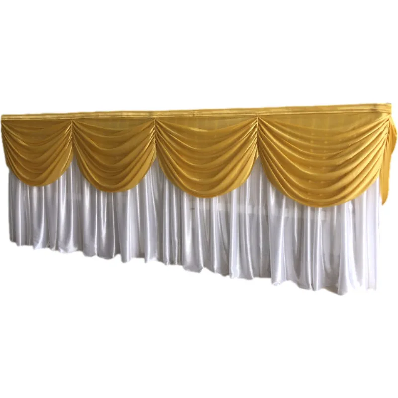 Ice Silk Table Skirt with Drop Curtain, Wedding Decoration, Birthday Party, Festival, Holiday Celebration, Banquet, Hotel,