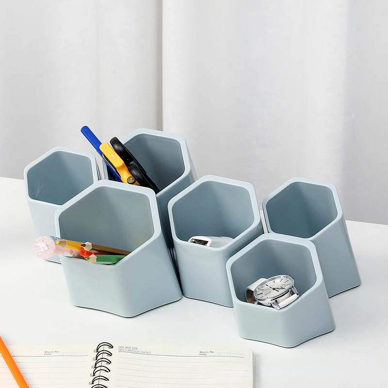 

6 Girds Desktop Pen Holder Organizer Multi-functional Stationery Container Storage Cosmetics Makeup Tools Rack Office Utensils