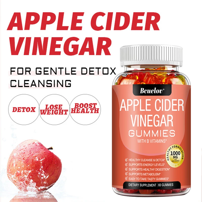 

Apple Cider Vinegar Gummies Supplement - Advanced Detox and Cleanse, Helps with Colon Cleansing Vegan Non-GMO