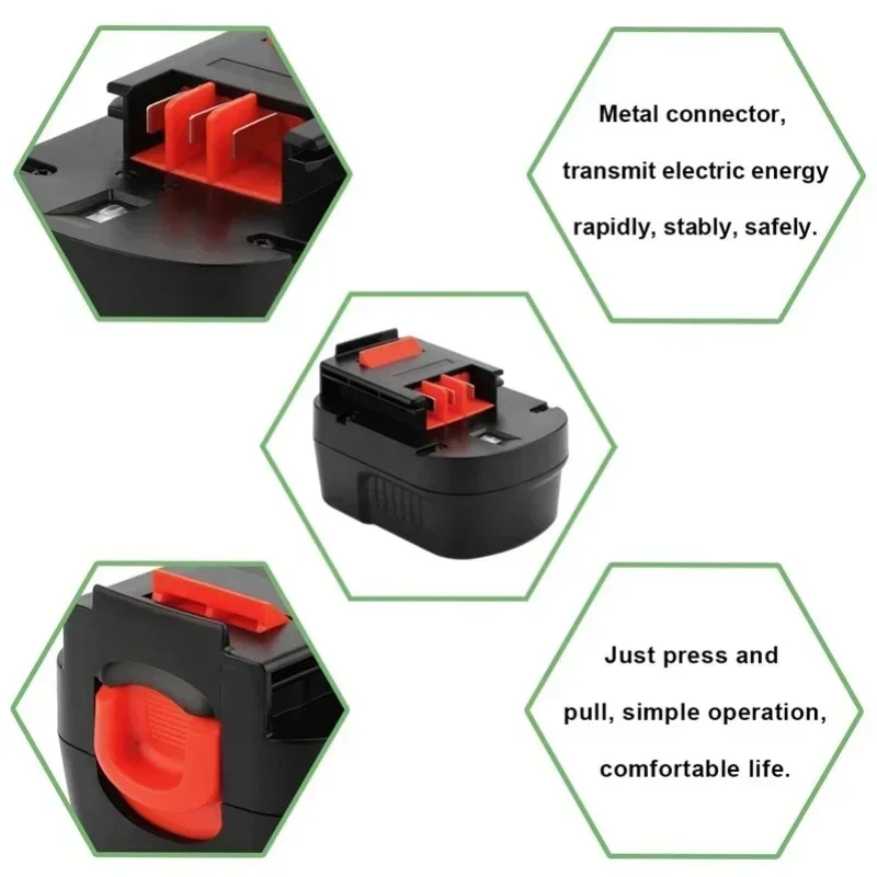 Batteries Black & Decker 14.4V 6.0Ah HPB14, 499936-34, 499936-35, A14 A144, A144EX A14F, B-8316, BD1444L - 2