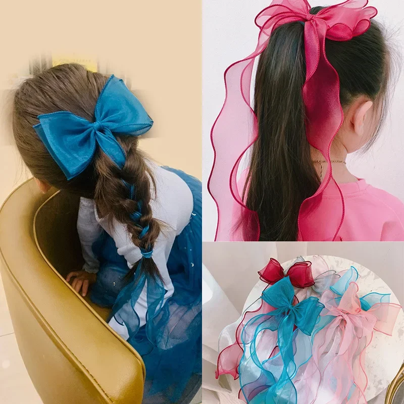 

Fashionable Ponytail Tassel Hairpin Versatile Bow Hair Accessories Children's Ribbon Crown Ribbon Hairpin Little Girl Braid