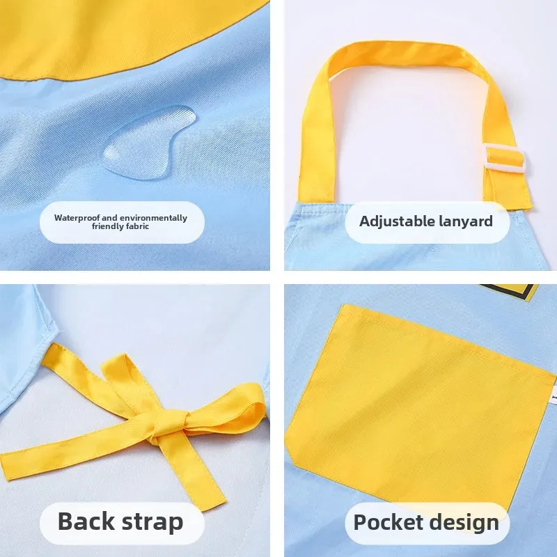 Children's Apron Waterproof Painting Studio Drawing Art Printed Feeding Coverall Baby Eating Coverall Clothing