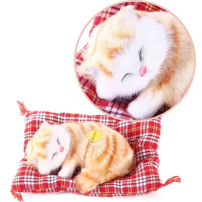 Stuffed Toys Lovely Simulation Animal Doll Plush Sleeping Cats Toy with Sound Kids Toy Decorations Birthday Gift For Children 2