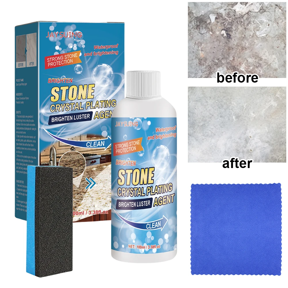Stone Polishing and Coating Agent Stone Crystal Plating Brighten Luster Agent with Sponge and Towel Marble Crystal Plating