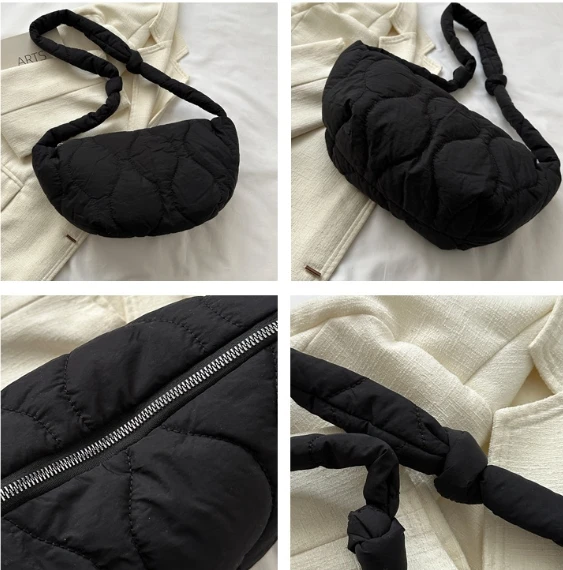 Large Capacity Women's Crossbody Bag Soft Cotton-padded Jacket Bag Lightweight Waterproof Dumplings Bag For Women