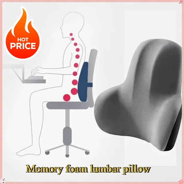 New Lumbar Back Cushion with Memory Foam - Multi-Scene Support for Car, Office, Gaming Chairs & Postpartum Pain Relief Pillow