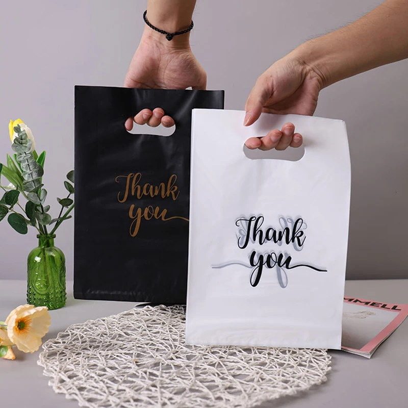 

10Pcs Mini Thank You Plastic Gift Bags Reusable Party Bags Plastic Gift Bag For Birthday Thanksgiving Christmas Gift Bag