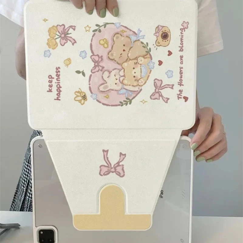 Cartoon Design 360-Degree Rotation Smart Tablet Cover with Pencil Holder