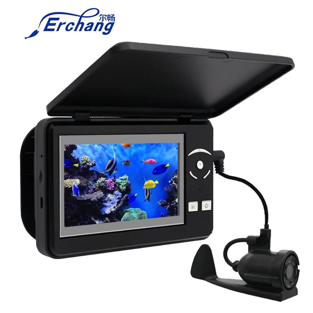 Caméra de pêche Erchang F431B avec zoom numérique 4x et infrarouge pour pêche hivernale 15m
