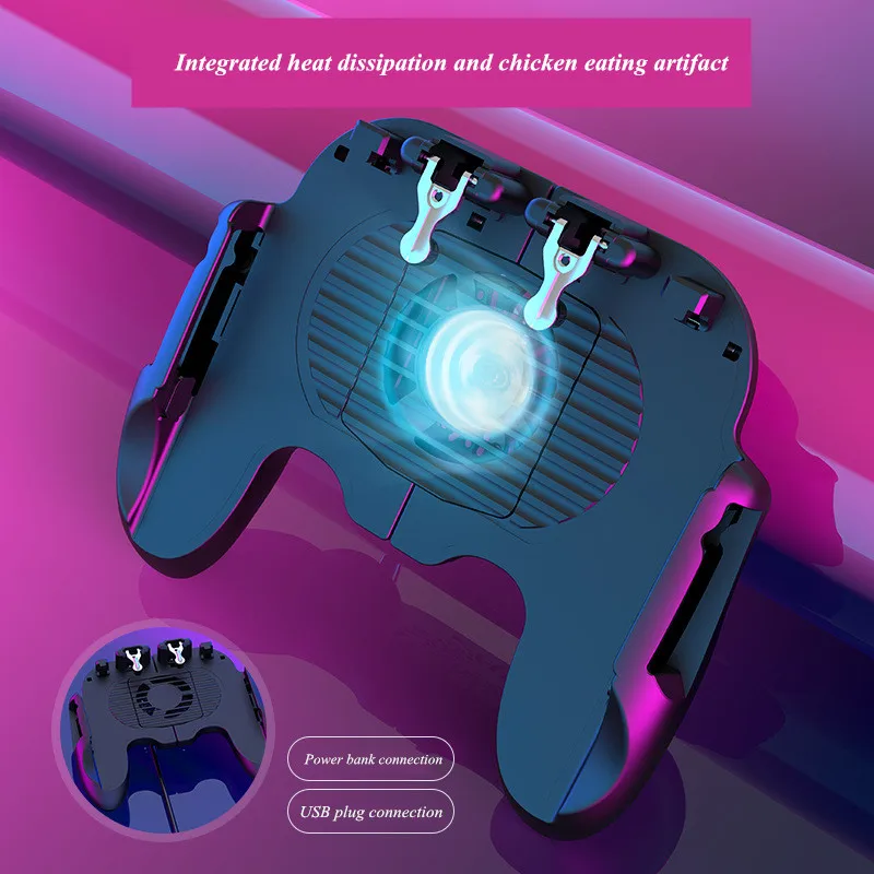 H6 Multi Function Cooling Fan ABS Alloy Game Grip Handle for PUBG Mobile Phone Gaming Accessories Gamepad Controller for IPhone 