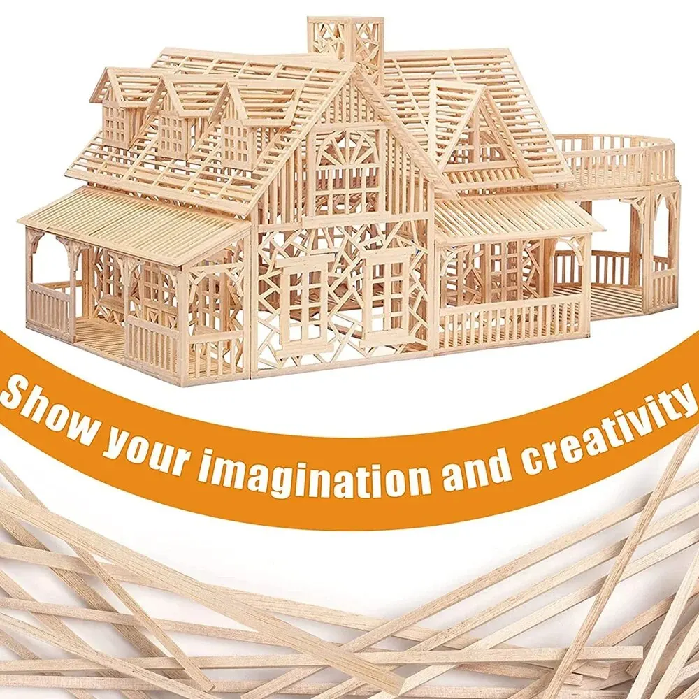 Balsa Wood Craft Strips - 130-Piece Set for DIY Carving & Handicraft Projects