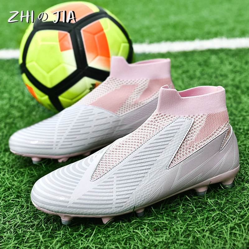 Youth Adult TF Professional Training Football Shoes Leather Knitted Breathable Anti Slip Sneaker Fashion Trendy Footwear 36-45 2