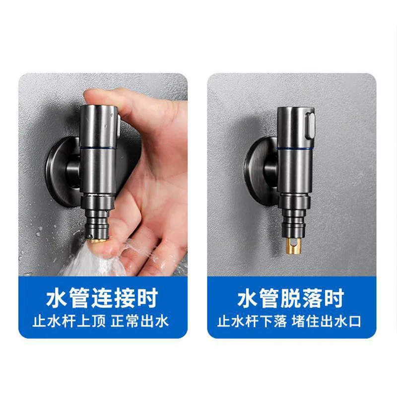 Description Picture 5 of itemWashing Machine Faucet Brass Water Valve tap Stop Quick Opening Angle Wall Mounted G1/2 Water Stop Clip Bathroom Accessories p1