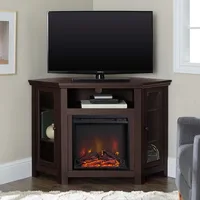 Alcott Classic Glass Door Fireplace Corner TV Stand for TVs Up to 55 Inches 48 Inch Stove Espresso Freight Free Stoves Heating 2