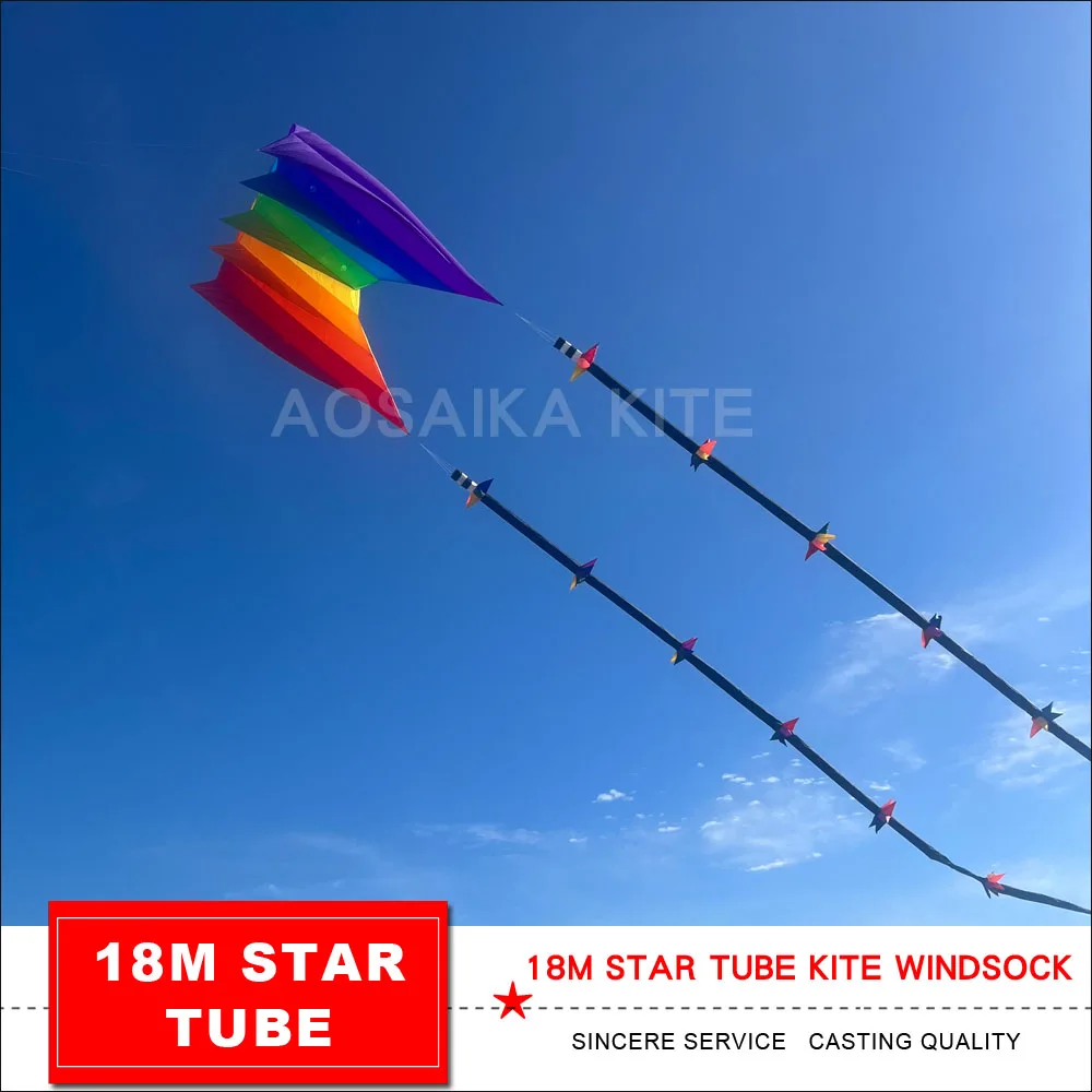 18m Long kite star tube windsock for Adults 3D Solid Soft Inflatable Kite Spinner Tails