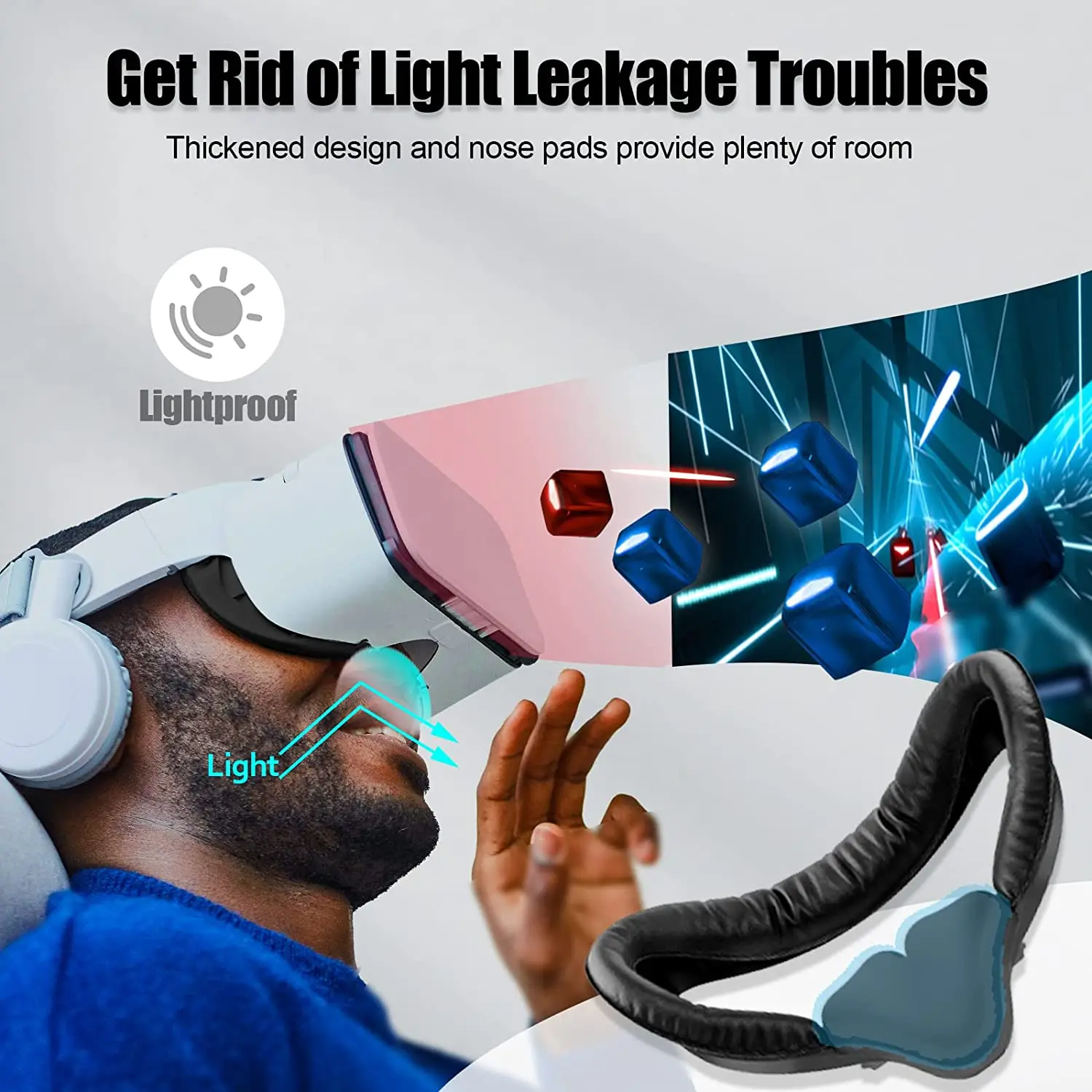 VR Face Pad Hanpusen Face Cushion Pad Oculus Quest 2 Accessory VR Fitness Facial Interface Bracket Cover Sweat Proof PU Leather Foam Pad